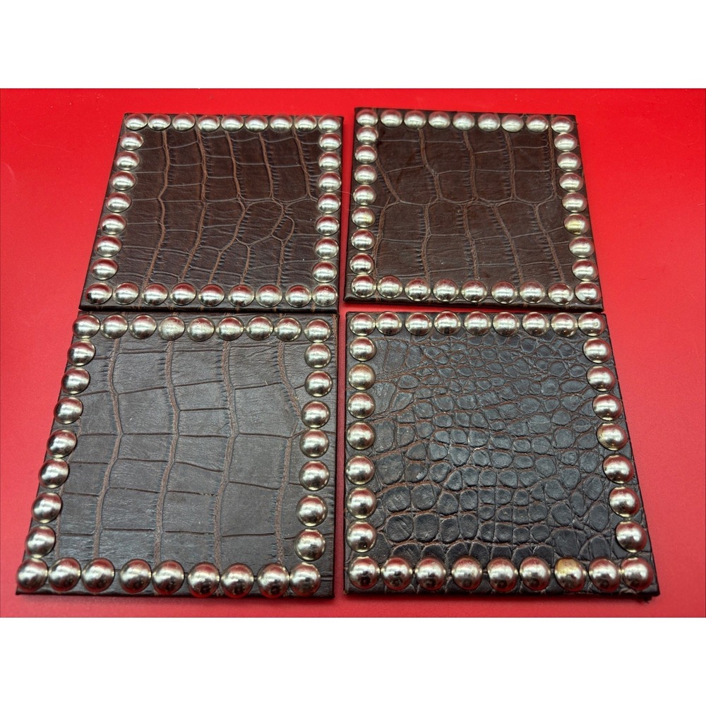 VTG Dransfield & Ross Crocodile Brown Coasters Set of 4 Barware - Read - Picture 4 of 5
